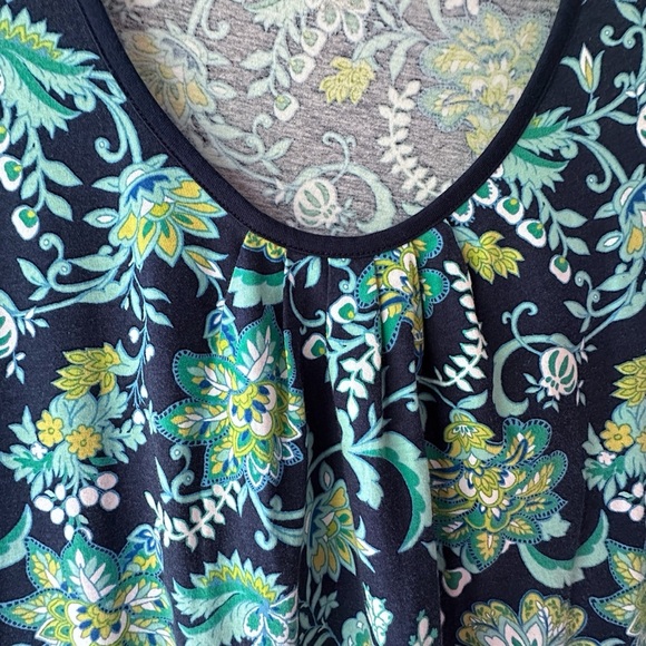 LANDS’ END | NWOT FLORAL COTTON TANK DRESS COVERUP NAVY BLUE & GREEN | MEDIUM - Picture 3 of 10